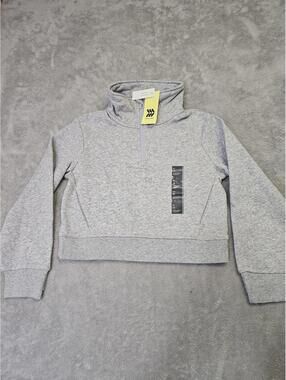 New All In Motion Girl Quarter Zip Fleece Pullover Gray Size Med (8)